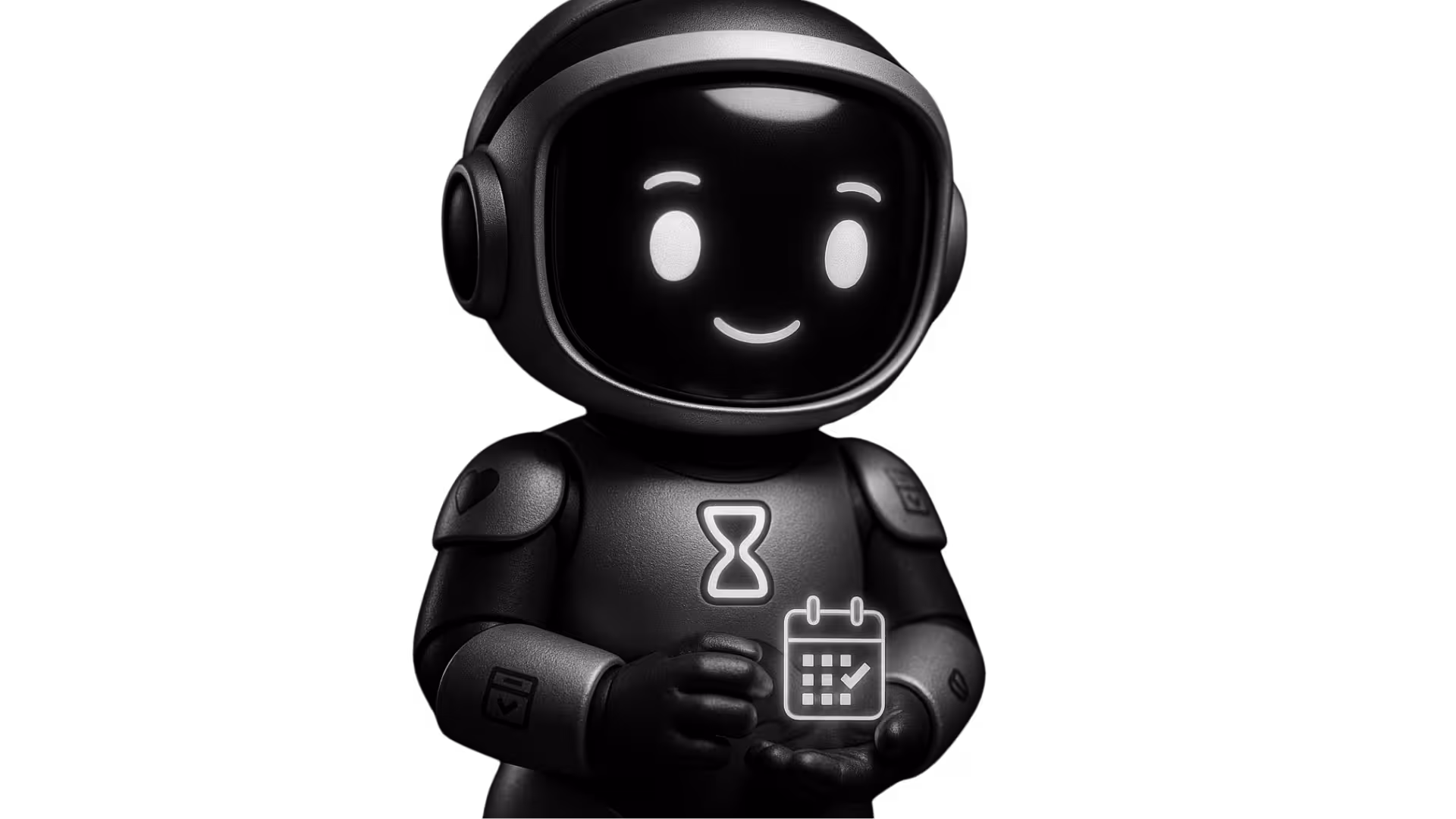 Mascota angajat AI de la Timpia, un robot prietenos pe fundalul României.